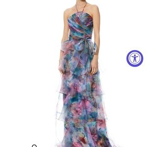 Theia Kimora Haltered Tiered Gown